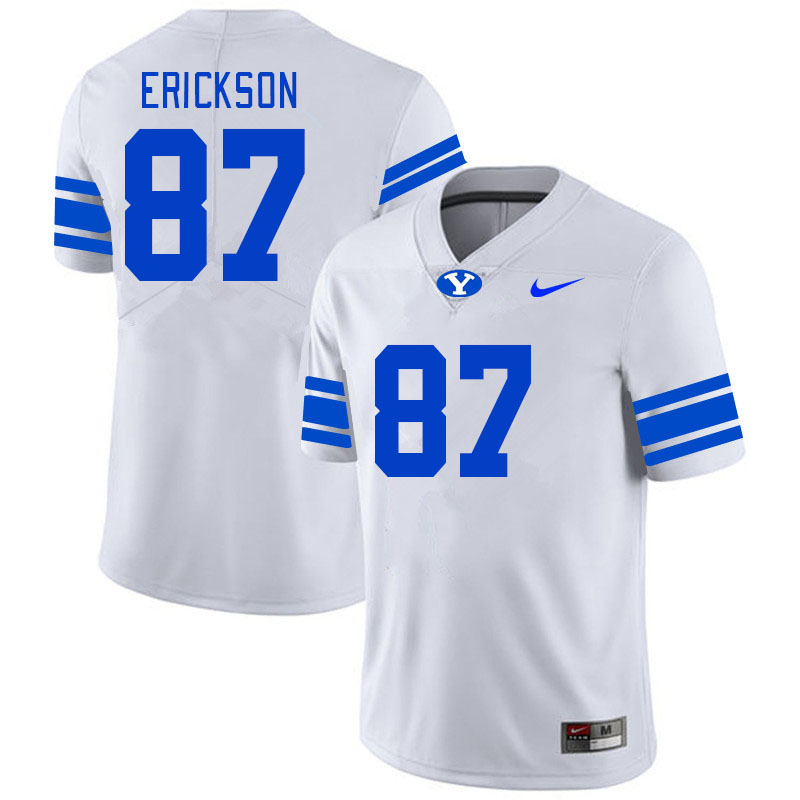 Men #87 Ethan Erickson BYU Cougars College Football Jerseys Stitched-White